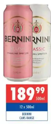 Ultra Liquors Bernini cans range offer