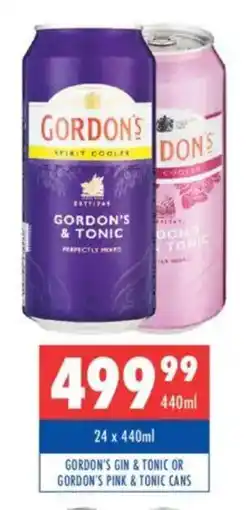 Ultra Liquors Gordon's gin & tonic or gordon's pink & tonic cans offer