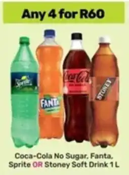 Game Coca-Cola No Sugar, Fanta, Sprite OR Stoney Soft Drink 1L offer