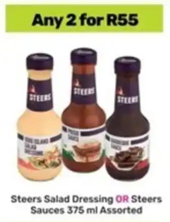 Game Steers Salad Dressing OR Steers Sauces Assorted offer