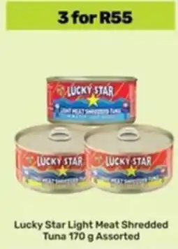 Game Lucky Star Light Meat Shredded Tuna Assorted offer