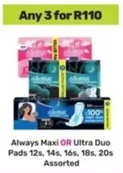 Game Always Maxi OR Ultra Duo Pads Assorted offer