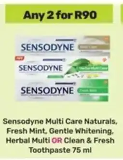 Game Sensodyne Multi Care Naturals, Fresh Mint, Gentle Whitening. Herbal Multi OR Clean & Fresh Toothpaste offer