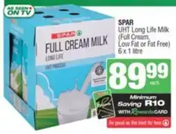 SuperSpar SPAR UHT Long Life Milk (Full Cream Low Fat or Fat Free) offer