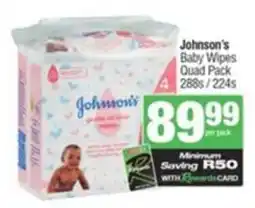 SuperSpar Johnson's Baby Wipes Quad Pack offer