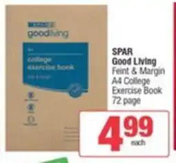 SuperSpar SPAR Good Living Feint & Margin A4 College Exercise Book 72 page offer