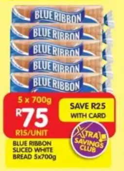 Shoprite Blue ribbon sliced white bread 5x700g offer