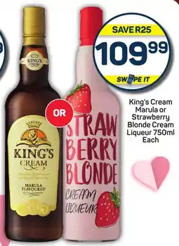 Pick n Pay Hypermarket King's Cream Marula or Strawberry Blonde Cream Liqueur offer