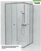 Leroy Merlin Shower Door Corner Entry Chrome With Clear Glass W90cm x D90 x H185cm 81474880 offer