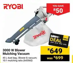 Builders Warehouse RYOBI 3000 W Blower Mulching Vacuum offer