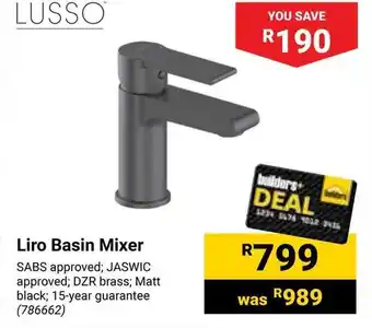 Builders Warehouse LUSSO Liro Basin Mixer offer