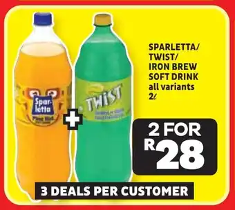 Usave Sparletta/ twist/ iron brew soft drink all variants offer