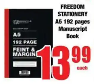 Boxer FREEDOM STATIONERY A5 192 pages Manuscript Book offer