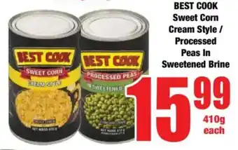 Boxer BEST COOK Sweet Corn Cream Style/ Processed Peas In Sweetened Brine offer