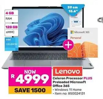 Game Lenovo Celeron Processor PLUS Preloaded Microsoft Office 365 offer