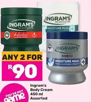 Game Ingram's Body Cream Assorted offer