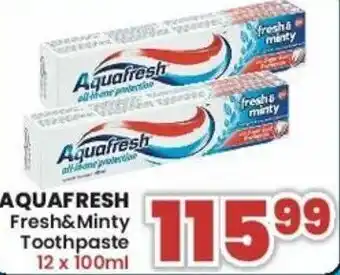 Aquafresh Fresh & Minty Toothppaste 12x100ml