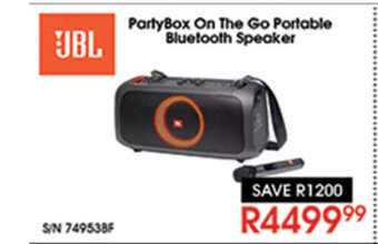 Hirsch's JBL - PartyBox On The Go Portable Bluetooth Speaker offer