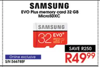 Hirsch's Samsung - EVO Plus Memory Card 32GB MicroSDXC offer