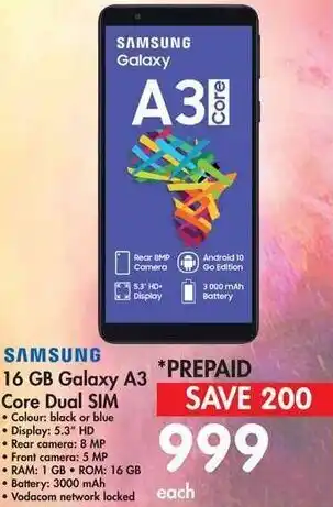 Makro Samsung Galaxy A3 Core Dual Sim 16GB offer