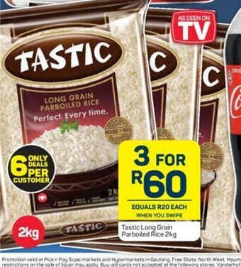 Pick n Pay Tastic Long Grain Parboiled Rice 2kg offer