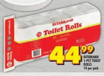 Shoprite Ritebrand 1-ply toilet rolls offer