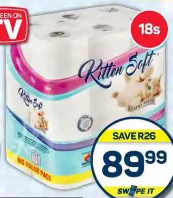 Pick n Pay Hypermarket Kitten Soft Luxury 2-Ply Toilet Tissue (200 Sheets Per Roll) offer