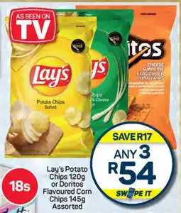 Pick n Pay Hypermarket Lay's Potato Chips or Doritos Flavoured Corn Chips Assorted offer
