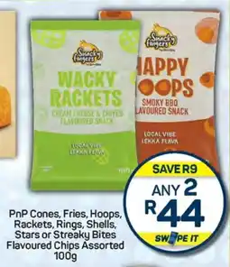 Pick n Pay Hypermarket PnP Cones, Fries, Hoops, Rackets, Rings, Shells, Stars or Streaky Bites Flavoured Chips Assorted offer