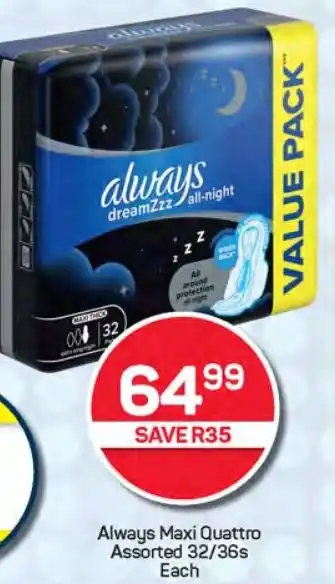 Pick n Pay Hypermarket Always Maxi Quattro Assorted offer