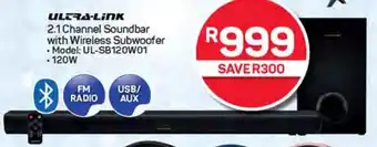 Pick n Pay Hypermarket ULTRA-LINK 2.1 Channel Soundbar with Wireless Subwoofer offer