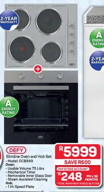 Pick n Pay Hypermarket DEFY Slimline Oven and Hob Set offer