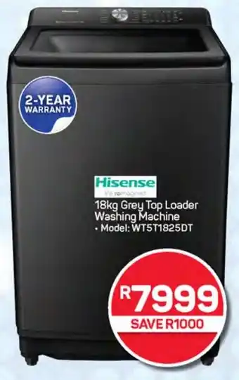 Pick n Pay Hypermarket Hisense Grey Top Loader Washing Machine offer