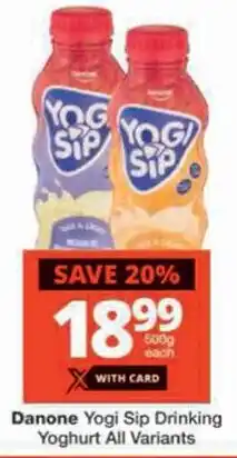 Checkers Danone Yogi Sip Drinking Yoghurt All Variants offer