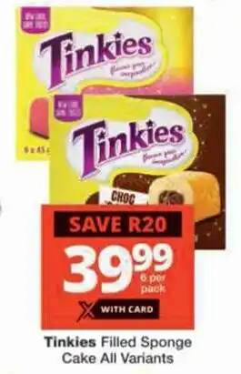 Checkers Tinkies Filled Sponge Cake All Variants offer