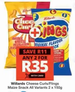 Checkers Willards Cheese Curls/Flings Maize Snack All Variants offer