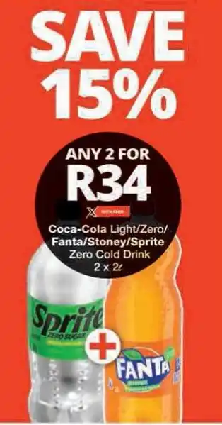 Checkers Coca-Cola Light/Zero/ Fanta/Stoney/Sprite Zero Cold Drink offer