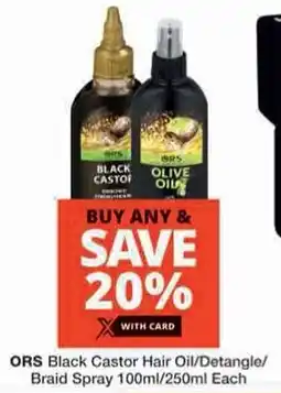 Checkers ORS Black Castor Hair Oil/Detangle/ Braid Spray offer