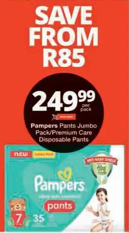 Checkers Pampers Pants Jumbo Pack/Premium Care Disposable Pants offer