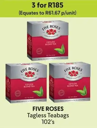 Makro FIVE ROSES Tagless Teabags offer