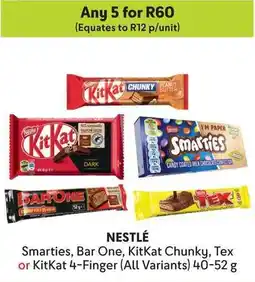 Makro NESTLÉ Smarties, Bar One, KitKat Chunky, Tex or KitKat 4-Finger offer