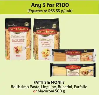 Makro FATTI'S & MONI'S Bellissimo Pasta, Linguine, Bucatini, Farfalle or Macaroni offer