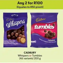 Makro CADBURY Whispers or Tumbles offer