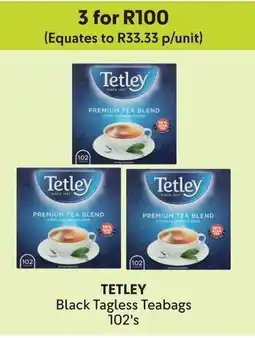 Makro TETLEY Black Tagless Teabags offer