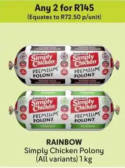 Makro RAINBOW Simply Chicken Polony offer