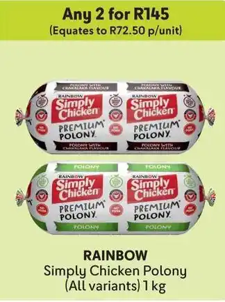 Makro RAINBOW Simply Chicken Polony offer