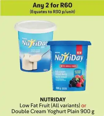 Makro NUTRIDAY Low Fat Fruit or Double Cream Yoghurt Plain offer