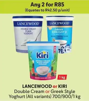 Makro LANCEWOOD or KIRI Double Cream or Greek Style Yoghurt offer