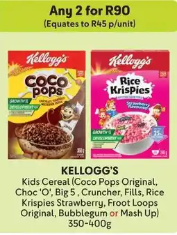 Makro KELLOGG'S Kids Cereal (Coco Pops Original, Choc 'O', Big 5, Cruncher, Fills, Rice Krispies Strawberry, Froot Loops Original) offer