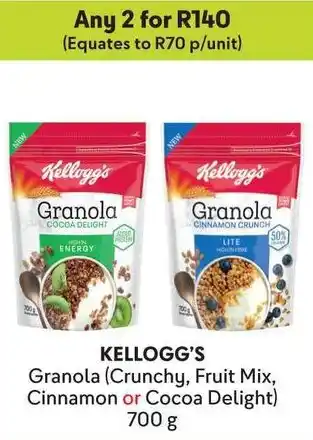 Makro KELLOGG'S Granola (Crunchy, Fruit Mix, Cinnamon or Cocoa Delight) offer